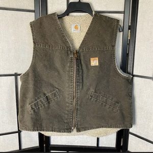 Carhartt Duck Canvas Vest Sherpa Lined Custom Wolf